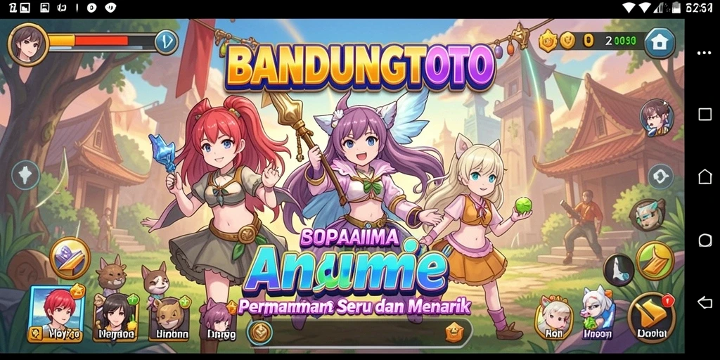 Tampilan gameplay BANDUNGTOTO yang penuh warna dan aksi.