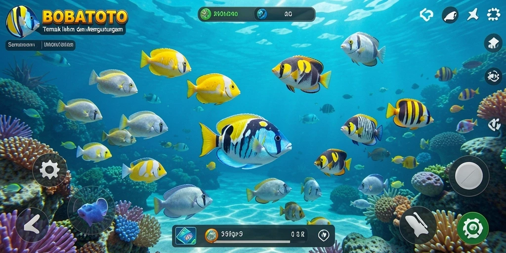 Screenshot BOBATOTO menunjukkan aksi menembak ikan yang seru dan dinamis.