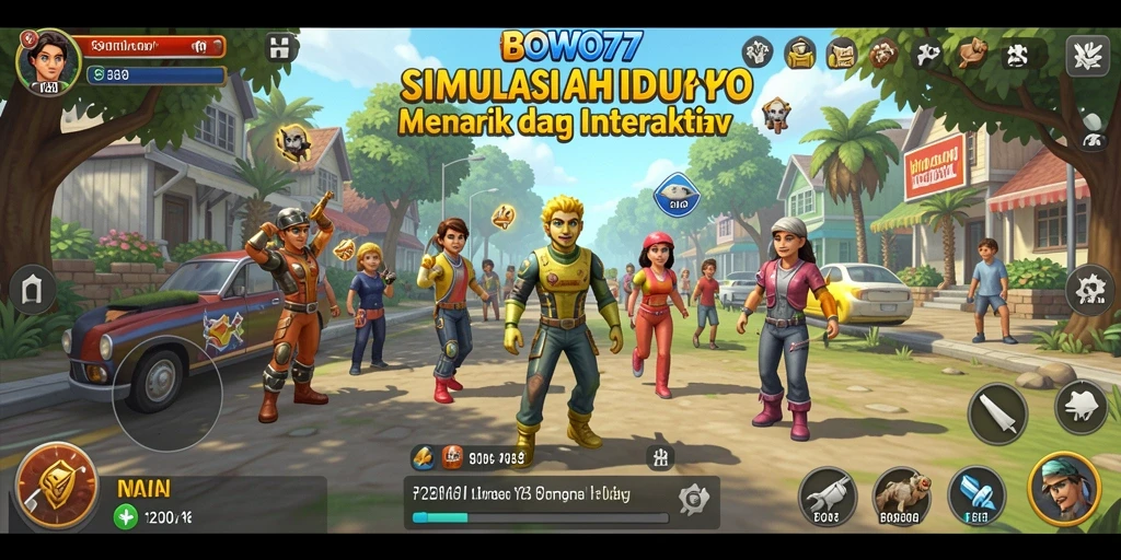 Tangkapan layar gameplay BOWO77 yang menunjukkan interaksi karakter.