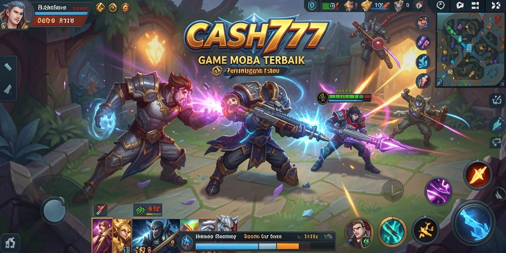 Tampilan permainan intens dari CASH777 di arena MOBA.
