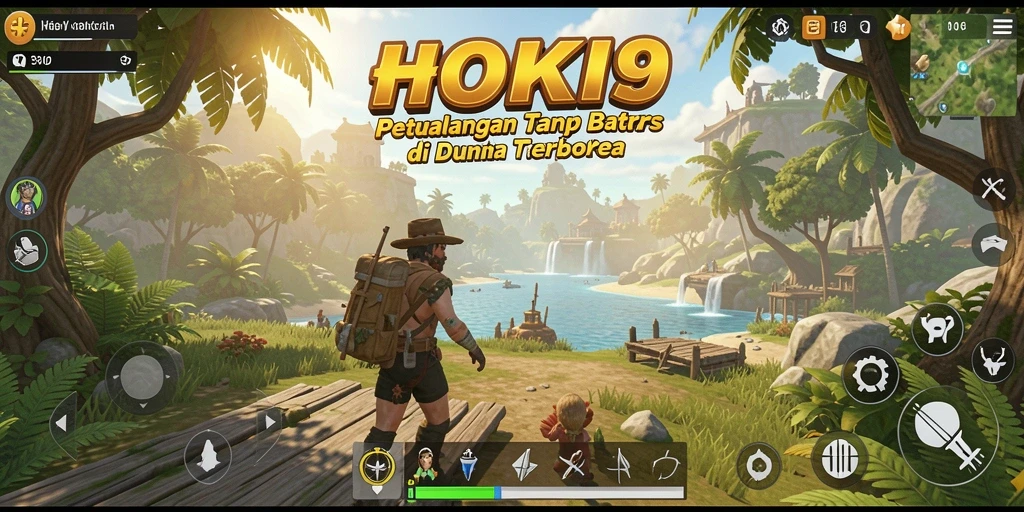Tampilan gameplay HOKI9 dalam dunia terbuka yang luas dan detail.