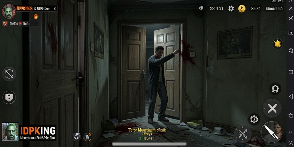Screenshot gameplay horror IDPKING yang menegangkan dan mencekam.