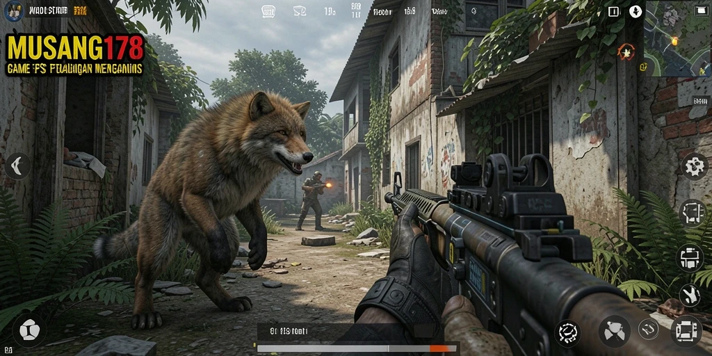 Tampilan gameplay yang menegangkan dalam MUSANG178 dengan aksi tembak-menembak.