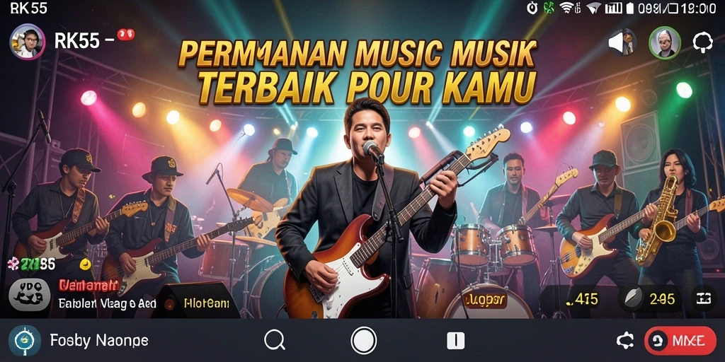 Tampilan gameplay RK55 yang menampilkan interaksi musik yang memukau.