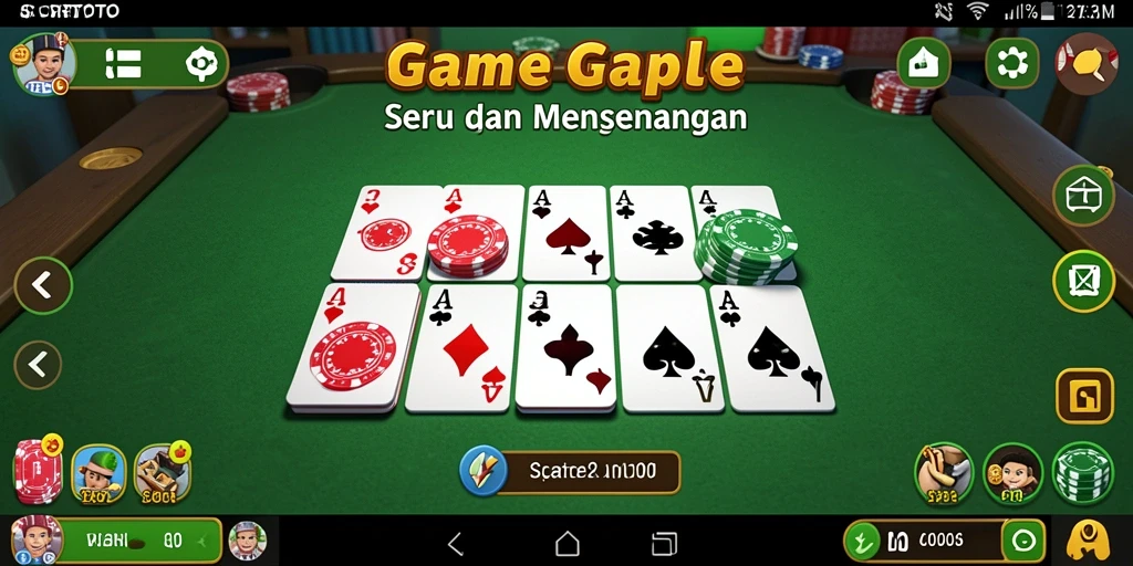 Tampilan gameplay SORTOTO yang menarik dengan suasana bermain Gaple yang menyenangkan.