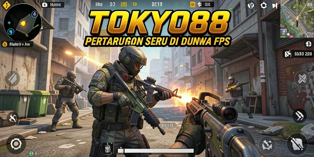 Tampilan gameplay intens di <strong>TOKYO88</strong> dengan aksi tembak-tembakan yang seru.