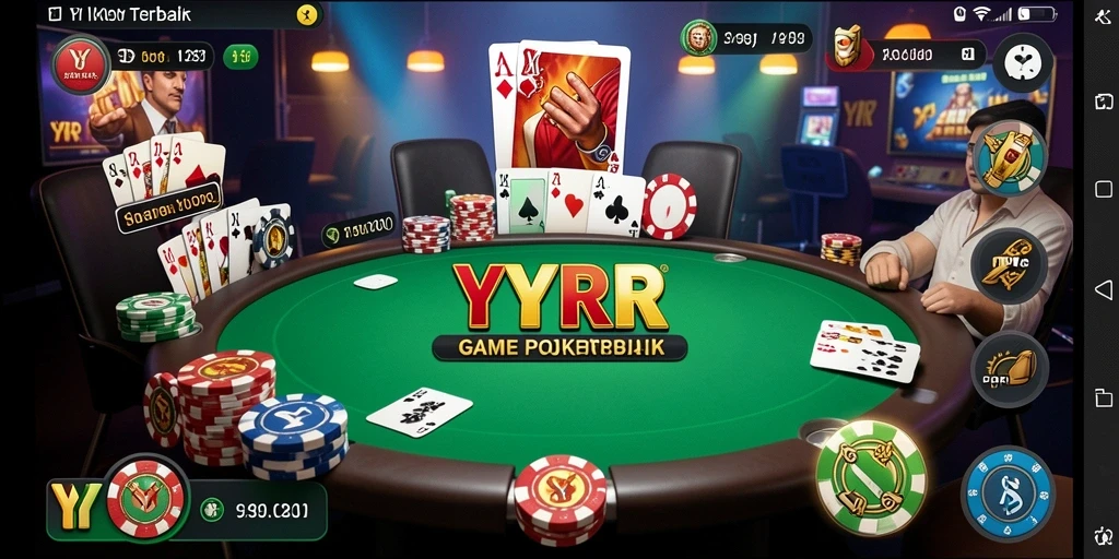 Tampilan utama YYRR menampilkan gameplay Poker yang mendebarkan.