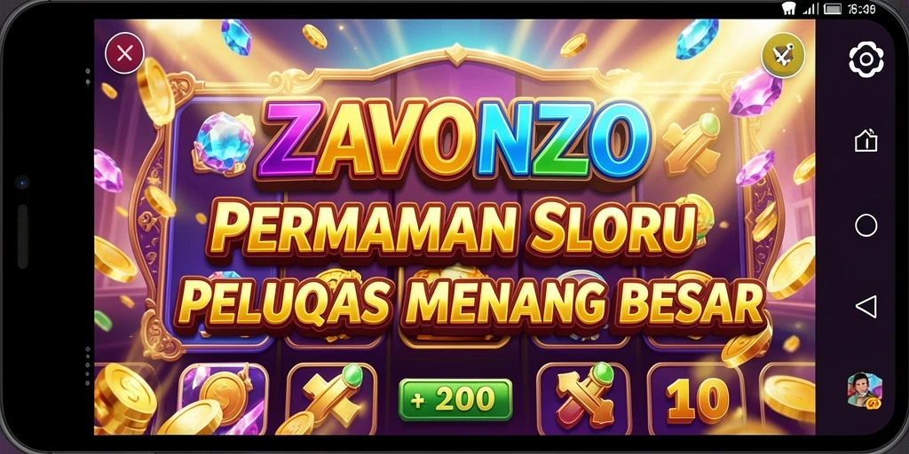 Tampilan gameplay Slot ZAVONZO yang mendebarkan dan penuh warna.
